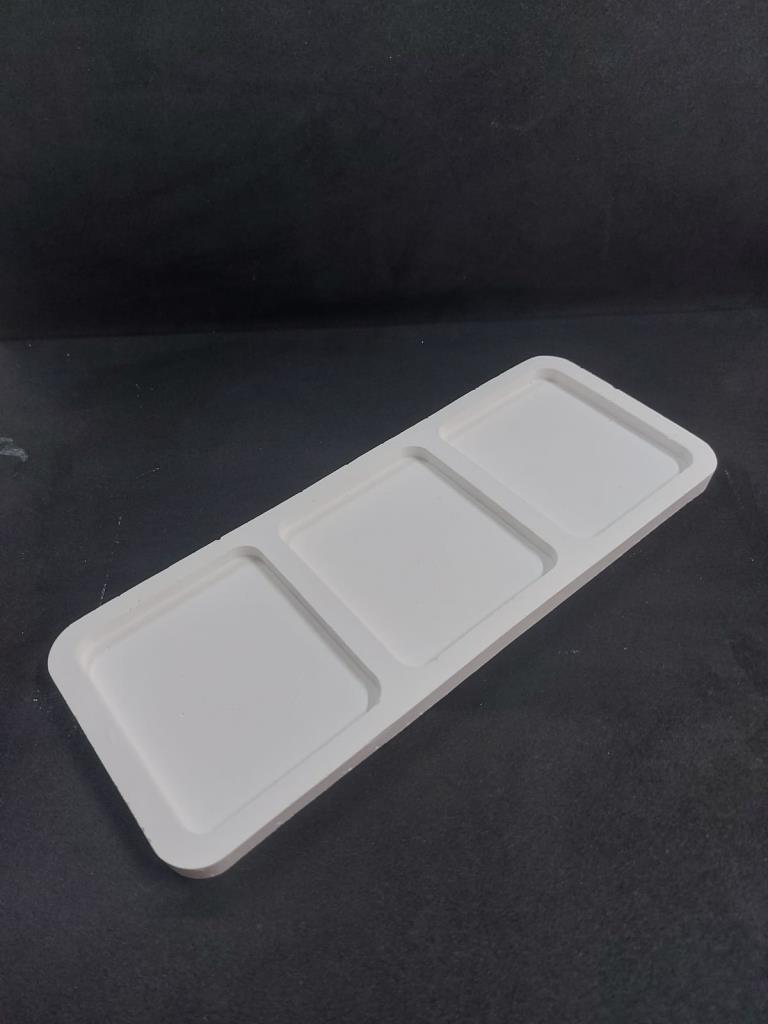 Üç Bölmeli Dikdörtgen Tabak 25x10cm