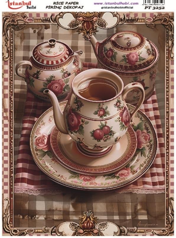 Pirinç Dekopaj Kağıdı 30x42cm PT-3252 Çay Kahve Fincan