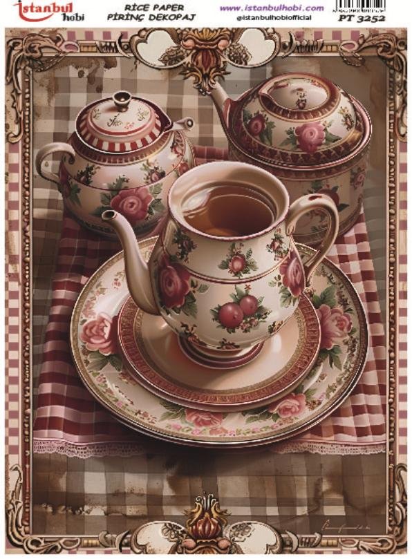 Pirinç Dekopaj Kağıdı 30x42cm PT-3252 Çay Kahve Fincan