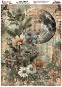 Pirinç Dekopaj Kağıdı 30x42cm PT-514 Yazı Çiçek