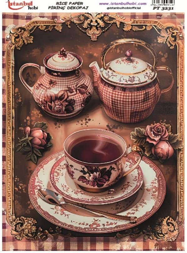 Pirinç Dekopaj Kağıdı 30x42cm PT-3231 Çay Kahve Fincan