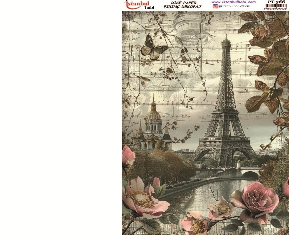 Pirinç Dekopaj Kağıdı 30x42cm PT-566 Eyfel Kulesi Paris