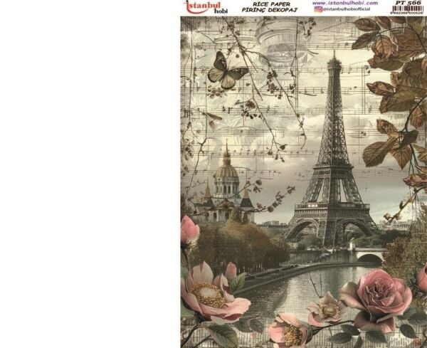 Pirinç Dekopaj Kağıdı 30x42cm PT-566 Eyfel Kulesi Paris