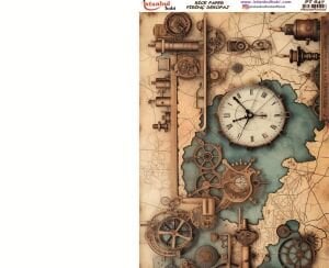Pirinç Dekopaj Kağıdı 30x42cm PT-647 Saat Pusula