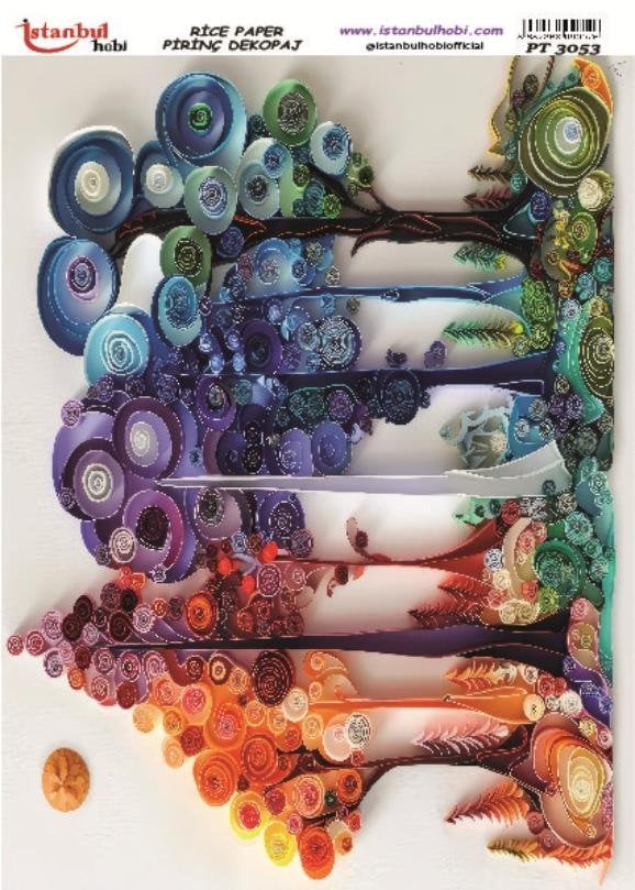 Pirinç Dekopaj Kağıdı 30x42cm PT-3053 Ağaç Quilling