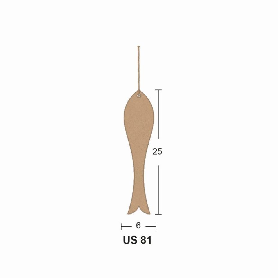 Ahşap Büyük İnce Balık 25x6cm 8mm US81