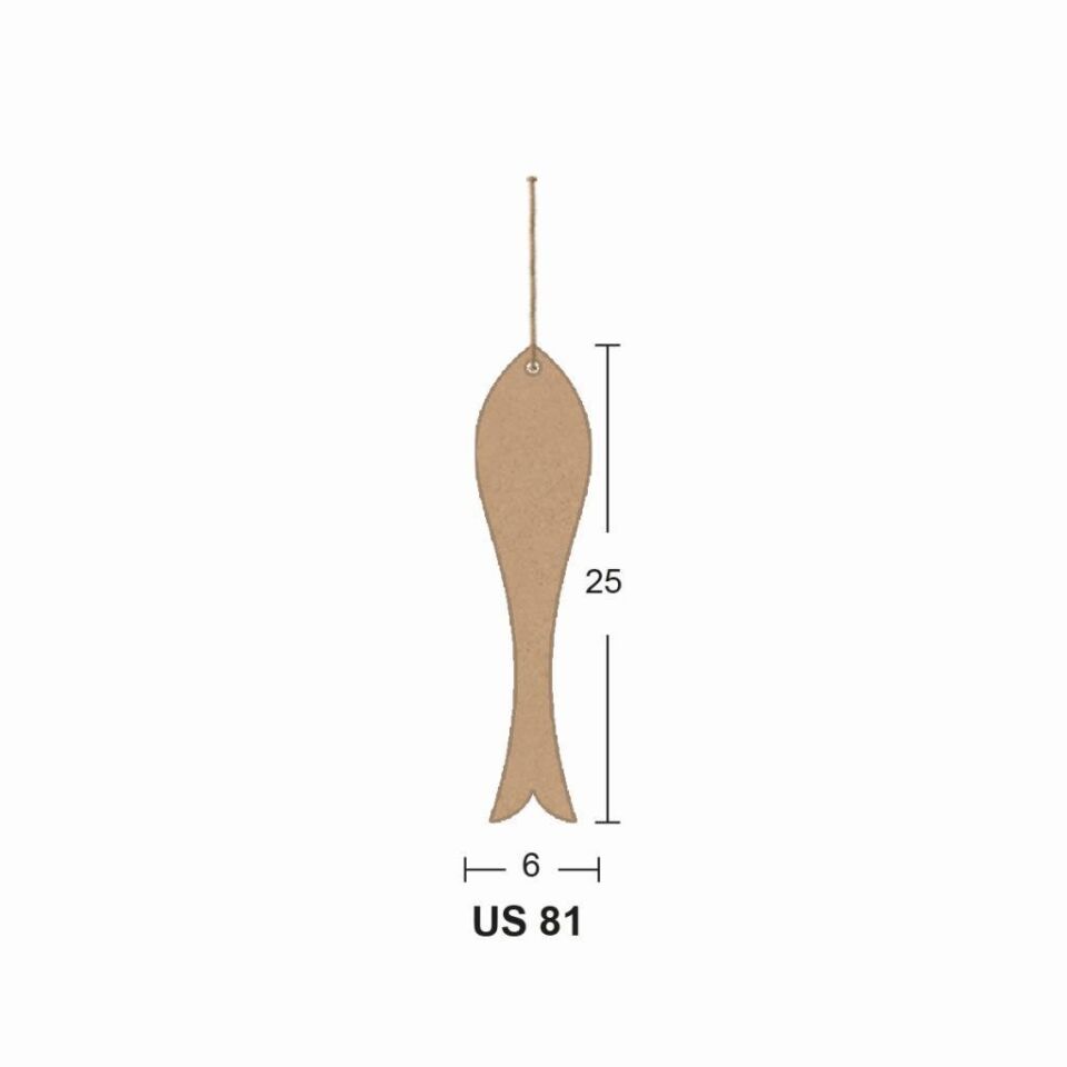 Ahşap Büyük İnce Balık 25x6cm 8mm US81