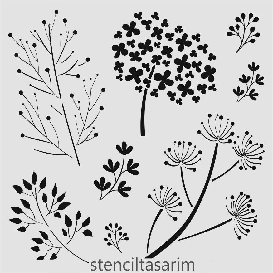 Çiçek Desen Stencil Şablon (30x30) F-133