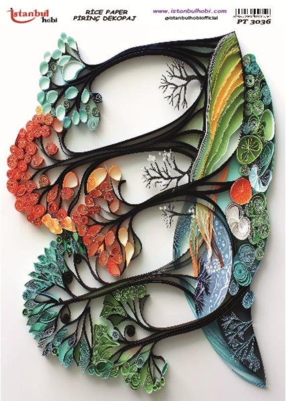 Pirinç Dekopaj Kağıdı 30x42cm PT-3036 Ağaç Quilling