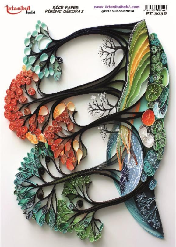 Pirinç Dekopaj Kağıdı 30x42cm PT-3036 Ağaç Quilling