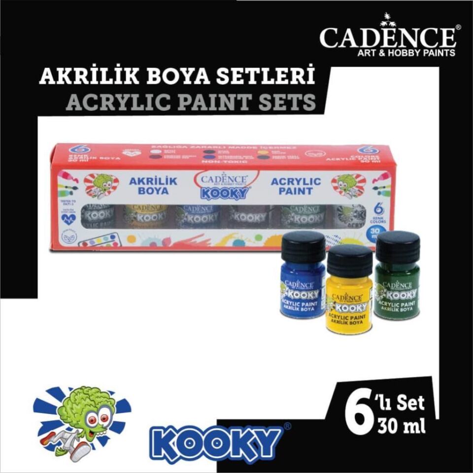 Cadence Kooky Akrilik Boya 30ml 6 lı Set1