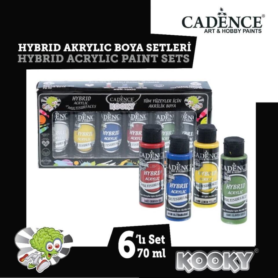 Cadence Kooky Hybrid Akrilik Boya 70ml 6 lı Set
