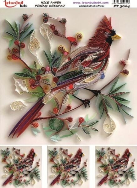 Pirinç Dekopaj Kağıdı 30x42cm PT-3604 Kuş Quilling