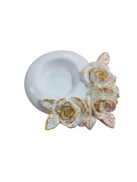 Güllü Mumluk Ekru 12x11,5cm