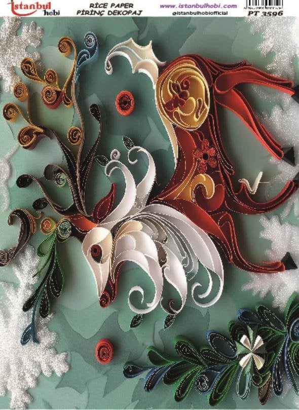 Pirinç Dekopaj Kağıdı 30x42cm PT-3596 Geyik Quilling