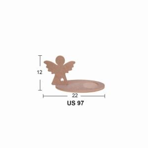 Ahşap Oval Melek Bardak Altlığı 22x12cm US97