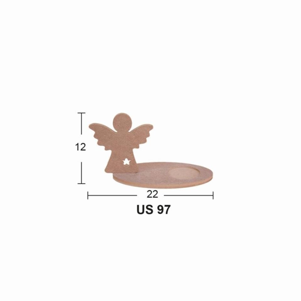 Ahşap Oval Melek Bardak Altlığı 22x12cm US97