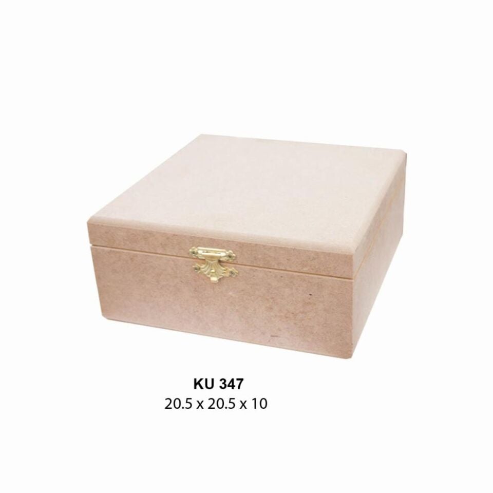 Ahşap Kare Kutu Klipsli 20,5x20,5cm KU347