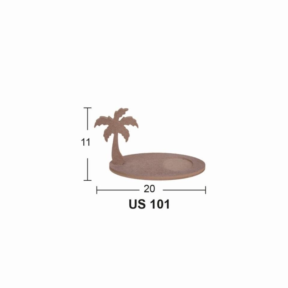 Ahşap Oval Palmiye Bardak Altlığı 20x11cm US101
