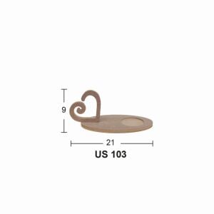 Ahşap Oval Kalp Bardak Altlığı 21x9cm US103
