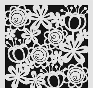 Çiçek Desen Stencil Şablon (25x25) F-139