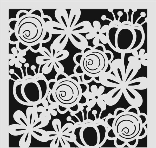 Çiçek Desen Stencil Şablon (25x25) F-139