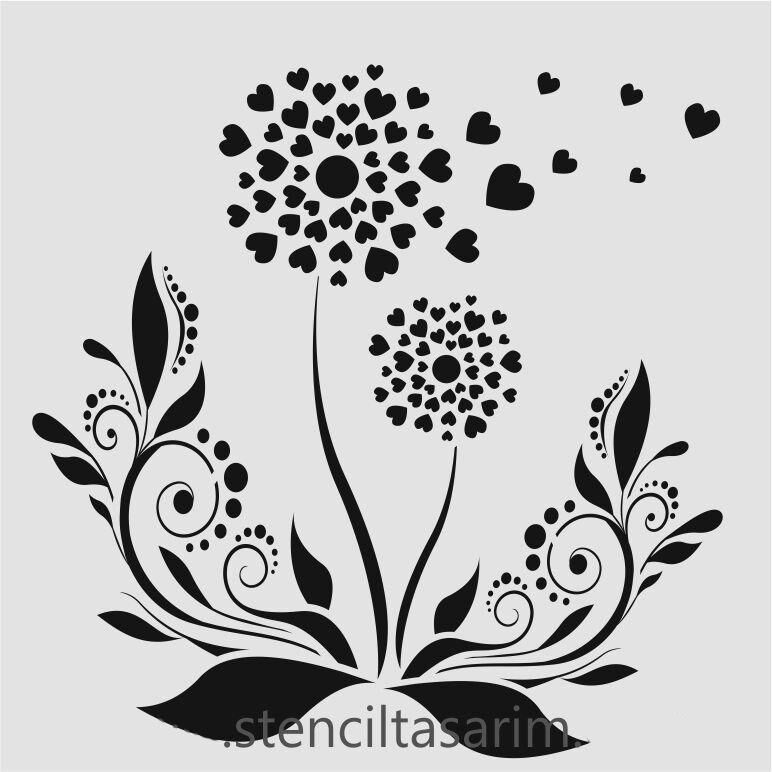 Çiçek Desen Stencil Şablon (25x25) F-140
