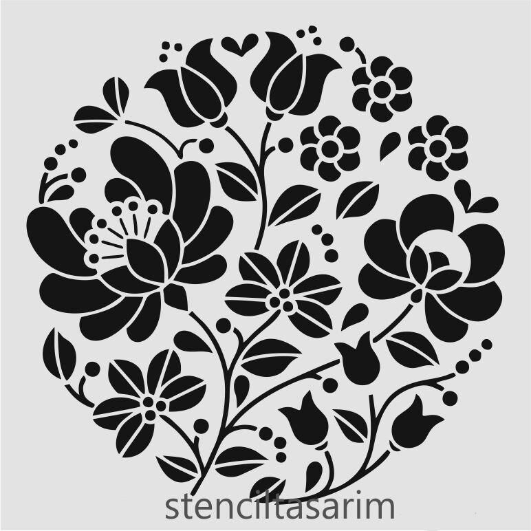 Çiçek Desen Stencil Şablon (25x25) F-141
