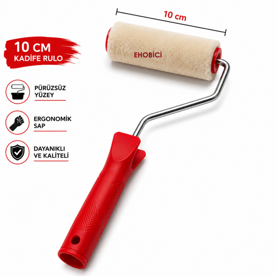 Kadife Rulo Fırça 10cm (Moher)
