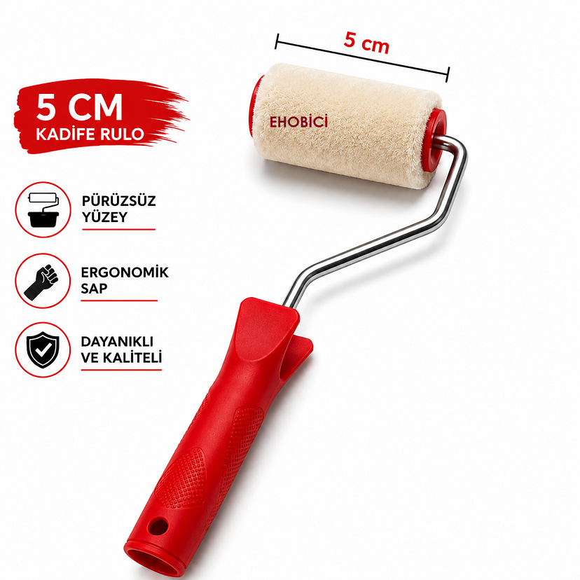 Kadife Rulo Fırça 5cm (Moher)