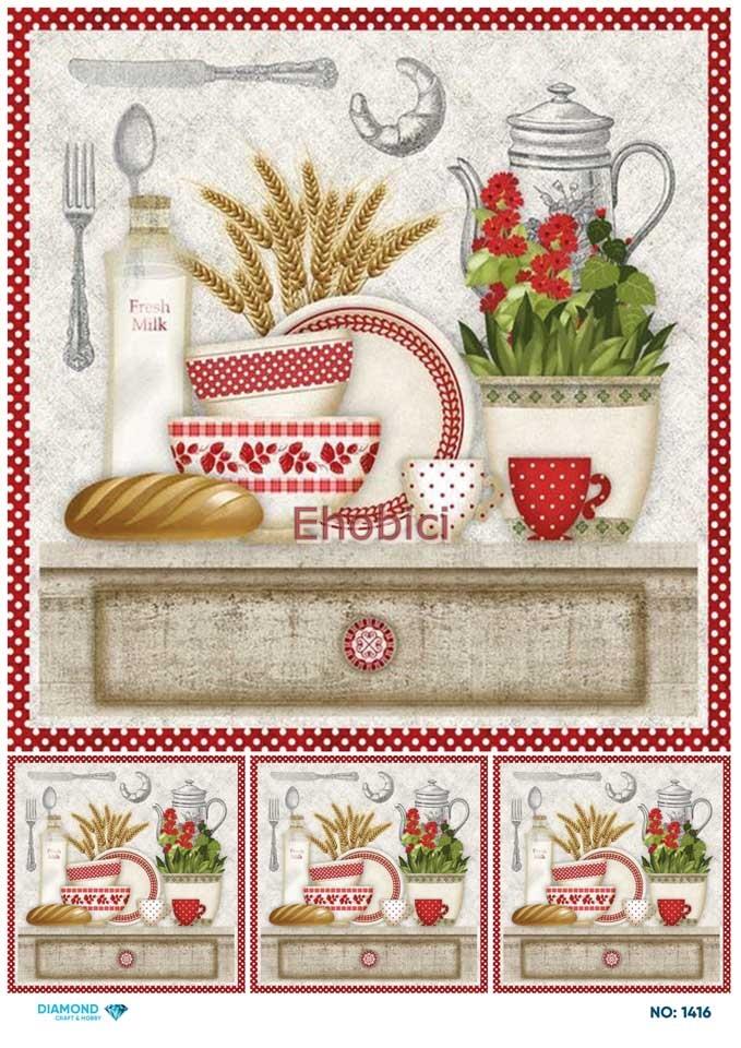 Diamond Pirinç Dekopaj Kağıdı - 1416