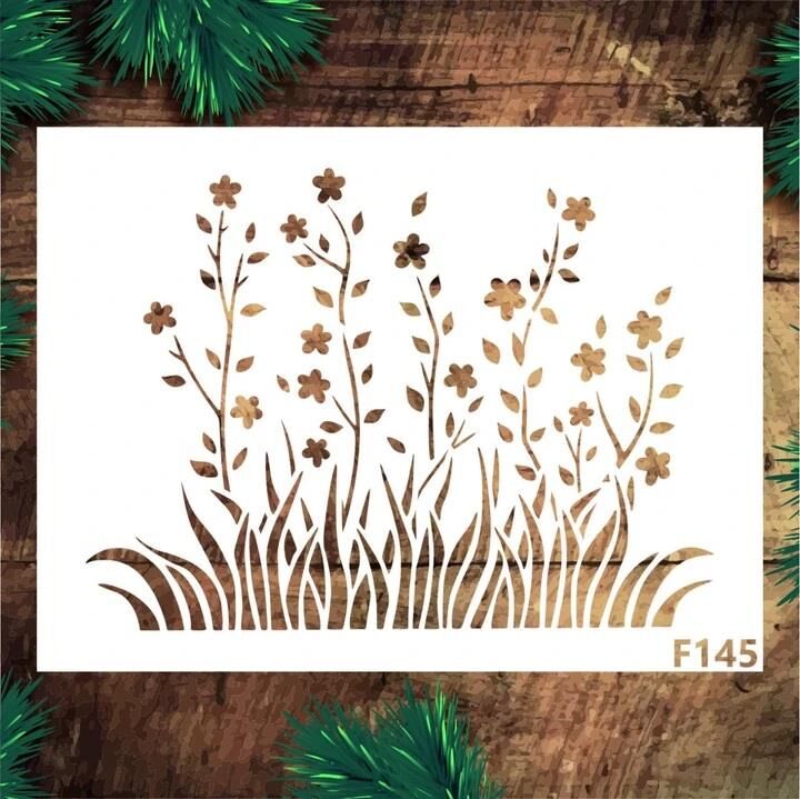 Çiçek Desen Stencil Şablon (21x30) F-145