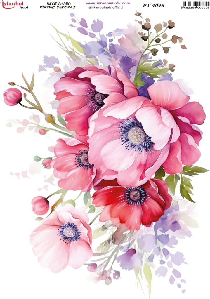 Pirinç Dekopaj Kağıdı 30x42cm PT-4098 Çiçek