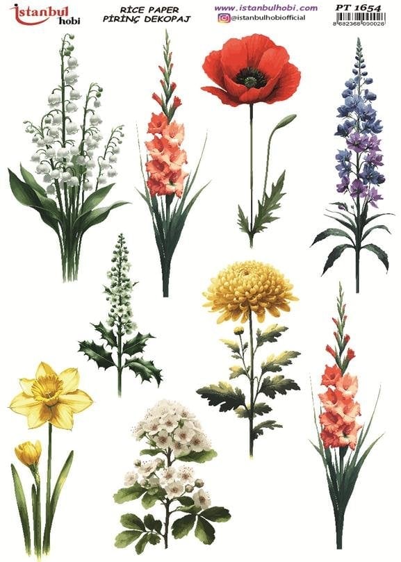 Pirinç Dekopaj Kağıdı 30x42cm PT-1654 Çiçek