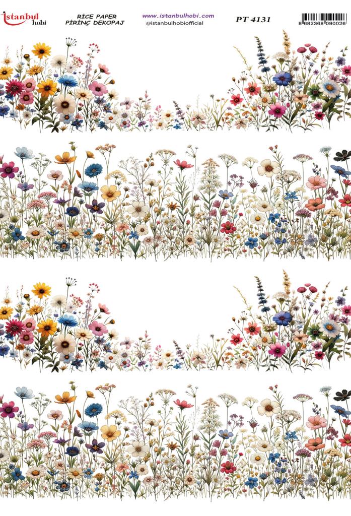Pirinç Dekopaj Kağıdı 30x42cm PT-4131 Bordür Çiçekler