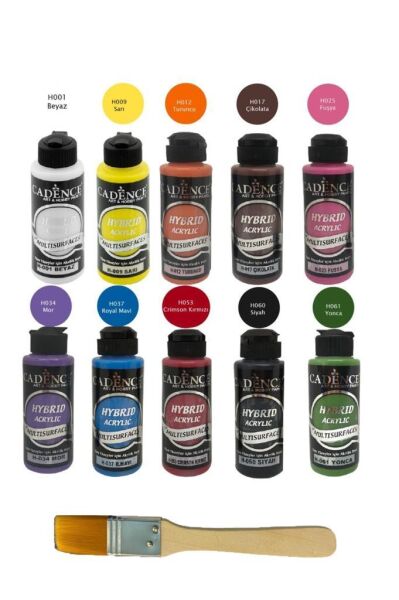 Cadence Hybrid Multisurface Boya Seti 10 Ana Renk 120ml + Eko Fırça
