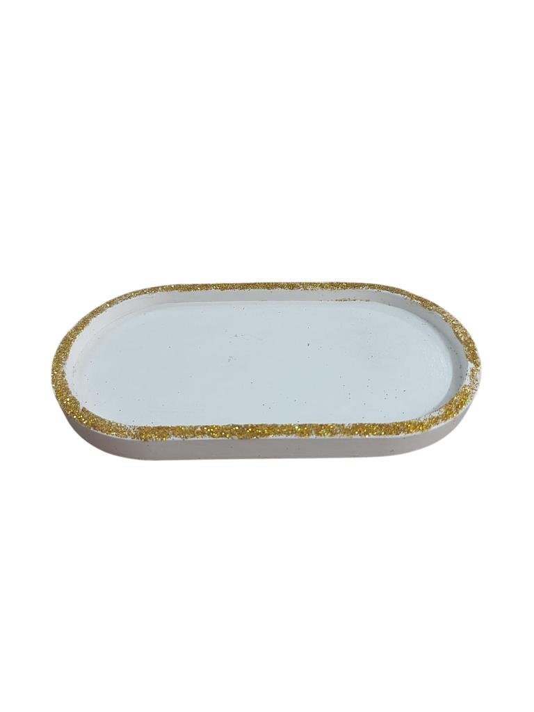 Oval Tabak Altın Simli 18x9,5cm