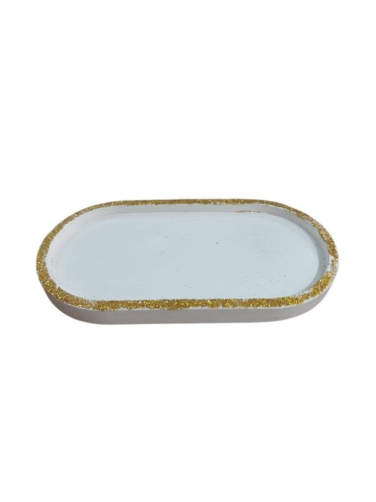 Oval Tabak Altın Simli 18x9,5cm
