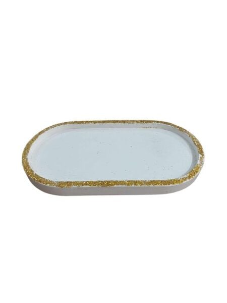Oval Tabak Altın Simli 18x9,5cm