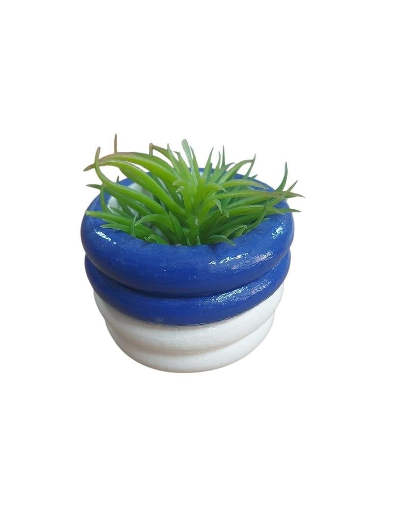Silindir Saksı Ultramarine Mavi Beyaz 7,5x6cm