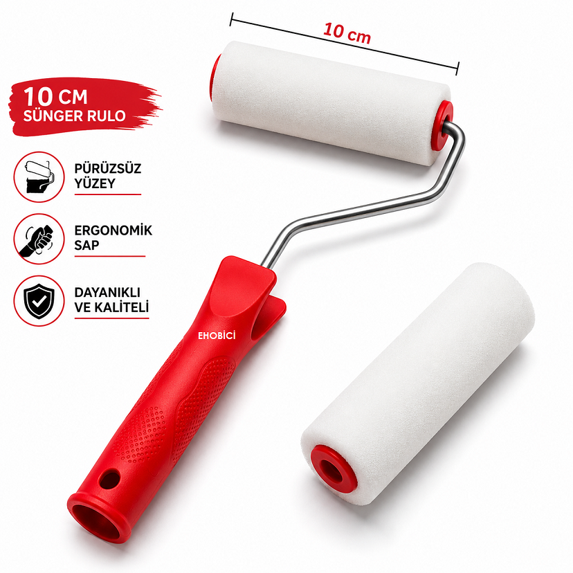 Sünger Rulo Fırça 10CM +1 Yedek Sünger