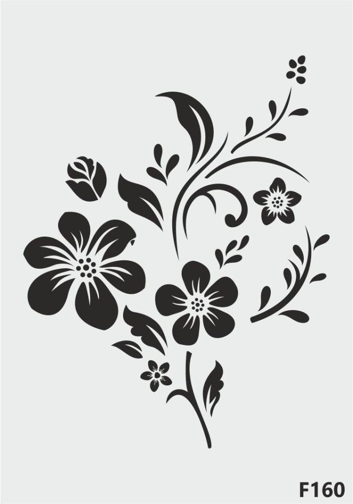 Çiçek Desen Stencil Şablon (15x20) F-160