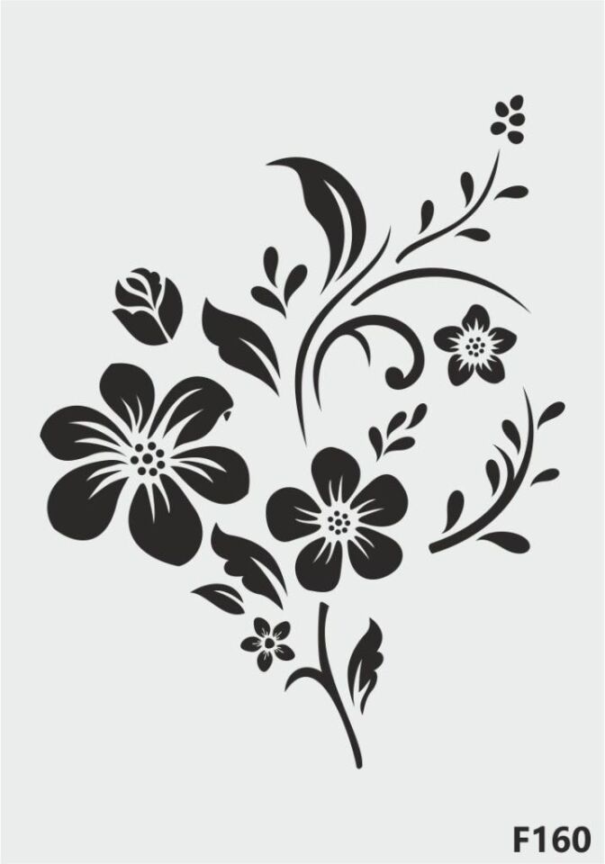 Çiçek Desen Stencil Şablon (15x20) F-160