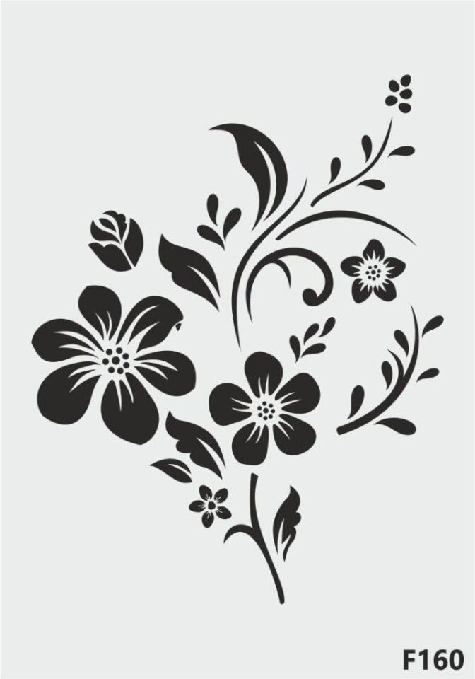 Çiçek Desen Stencil Şablon (15x20) F-160