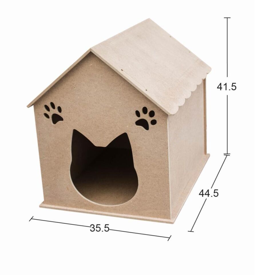 Ahşap Kedi Evi 44,5x35,5cm KM-109