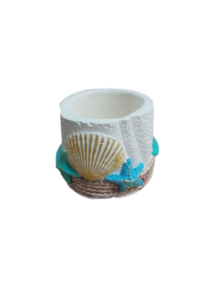 Deniz Kabuklu Renkli Saksı 9x6,5cm