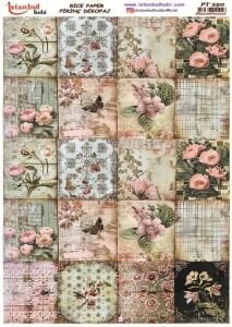 Pirinç Dekopaj Kağıdı 30x42cm PT-290 Çiçek Kelebek Karo