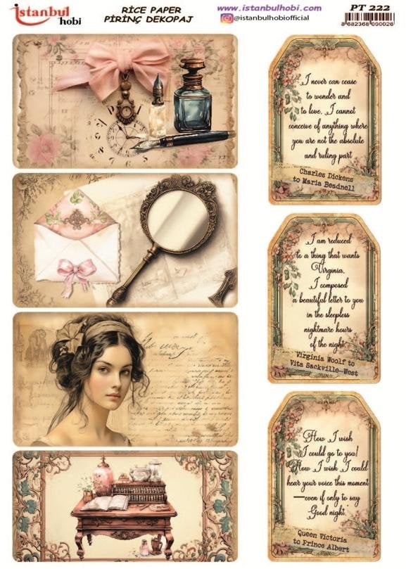 Pirinç Dekopaj Kağıdı 30x42cm PT-222 Kadın Yazılı Notlar