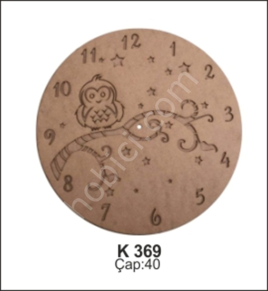 Dekoratif Baykuşlu Saat Ahşap (Mdf) Obje K369