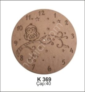 Dekoratif Baykuşlu Saat Ahşap (Mdf) Obje K369